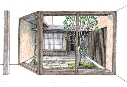 京都の坪庭のような静かな中庭を眺めて過ごすﾘﾋﾞﾝｸﾞ