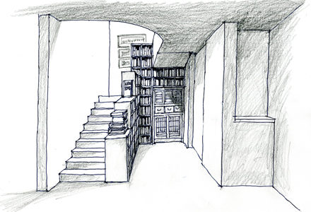 本棚を組込んだ明るく読書ｽﾍﾟｰｽにもなる階段